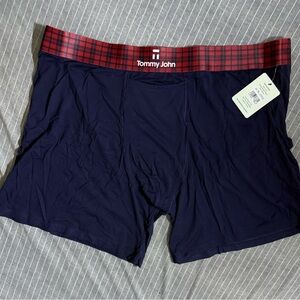 NWT 2XL Tommy John Navy Boxer Brief with red, plaid Waistband